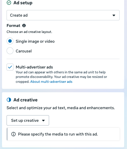 Configure the CTWA ad format and creative